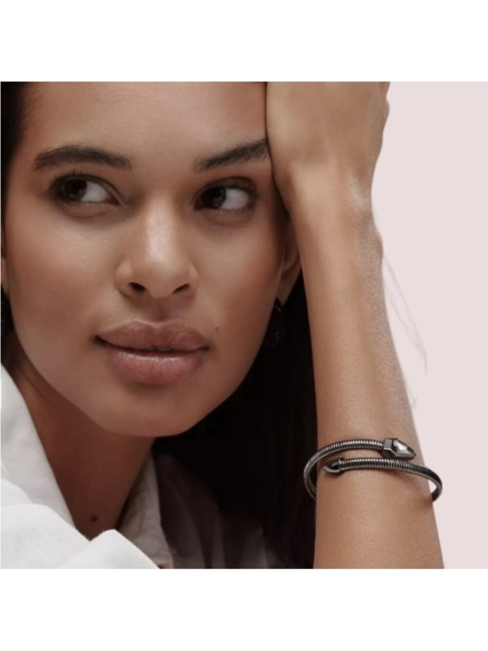 New! Anthropologie Gunmetal Stone Serpent Wrap Bracelet NWT